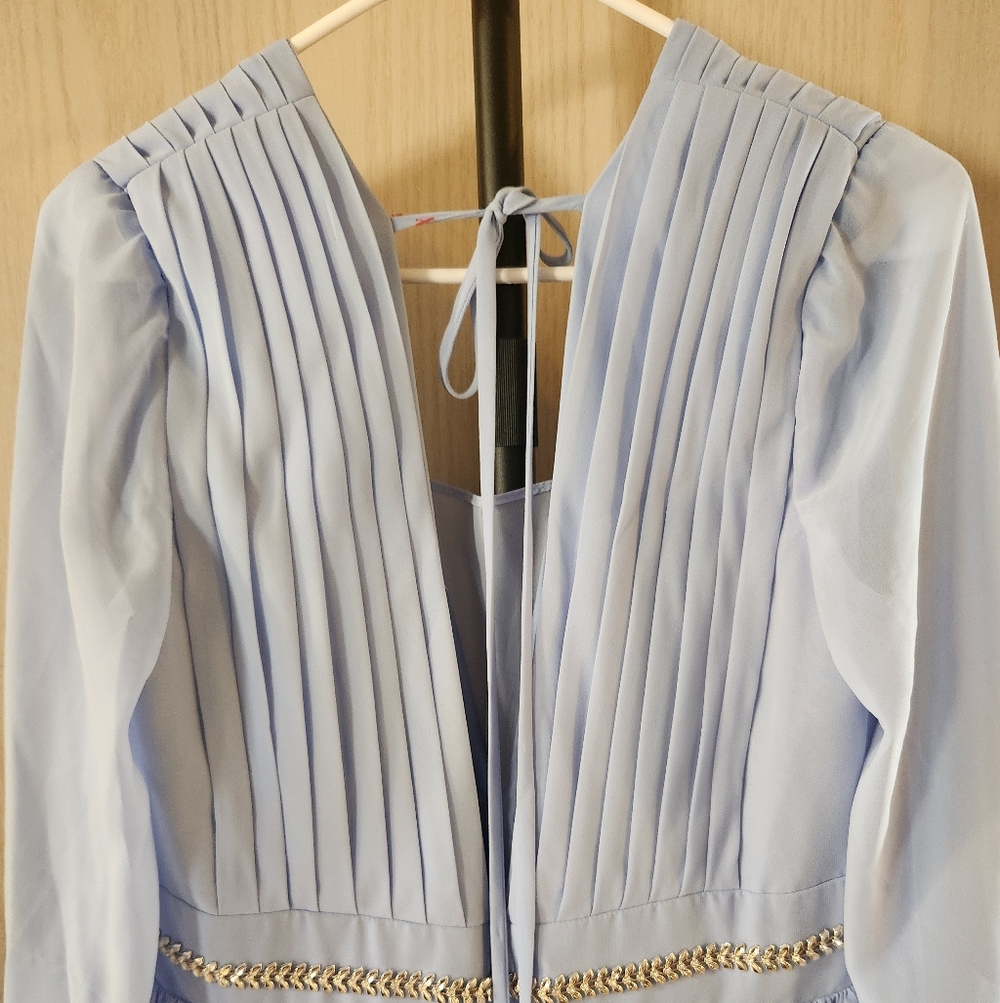 JJs House Elegant Light Blue Long Sleeve Dress Bridesmaids - Picture 7 of 10